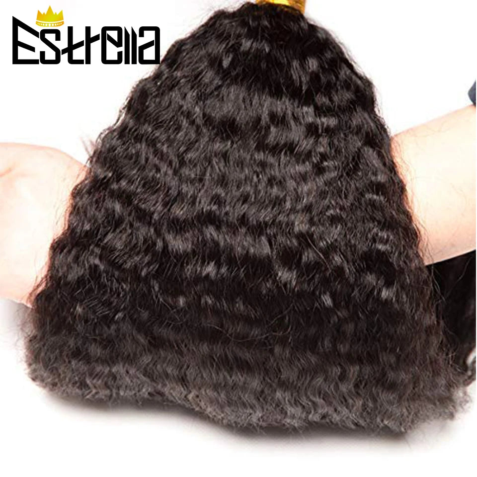 Kinky Straight Human Hair Bundles Brazilian Hair Weave Bundles Remy Hair Bundles Deals Natural Color Yaki Human Hair Extension