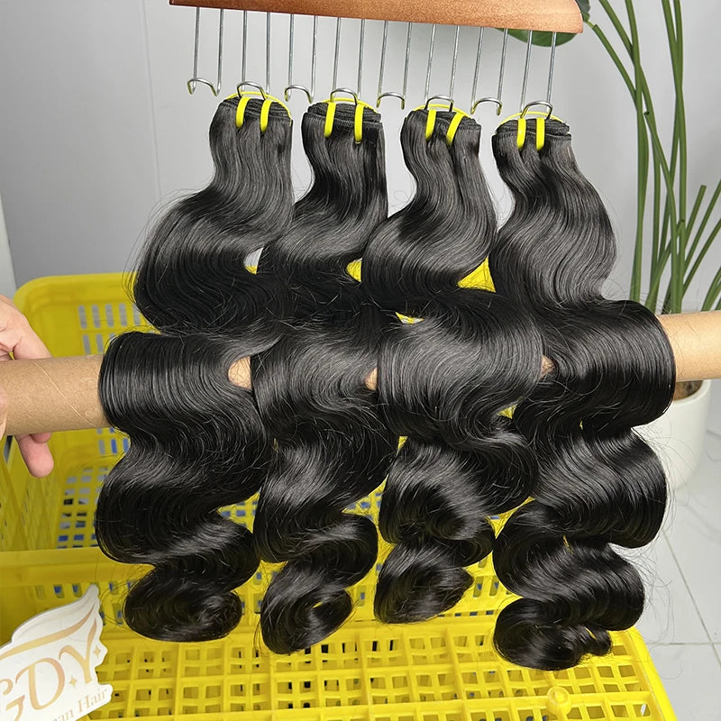 Body Wave 100% Human Hair Bundles 15A Raw Unprocessed Virgin Hair Water Wave Bundles Double Weft Extensions Weaving Tissage