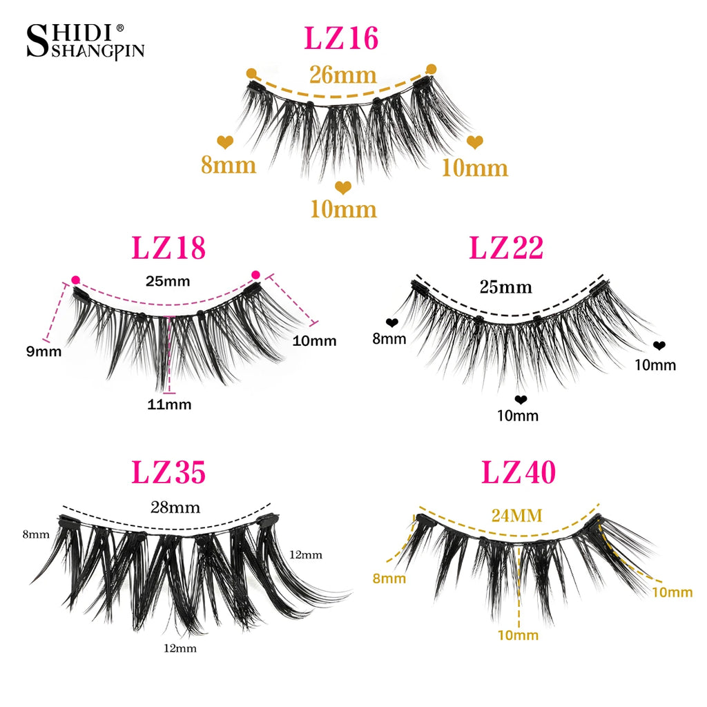 New Reusable Magnetic Eyelashes Handmade Natural False Eyelashes and Magnetic Tweezers Set Fluffy Faux Mink Lashes Makeup Tool