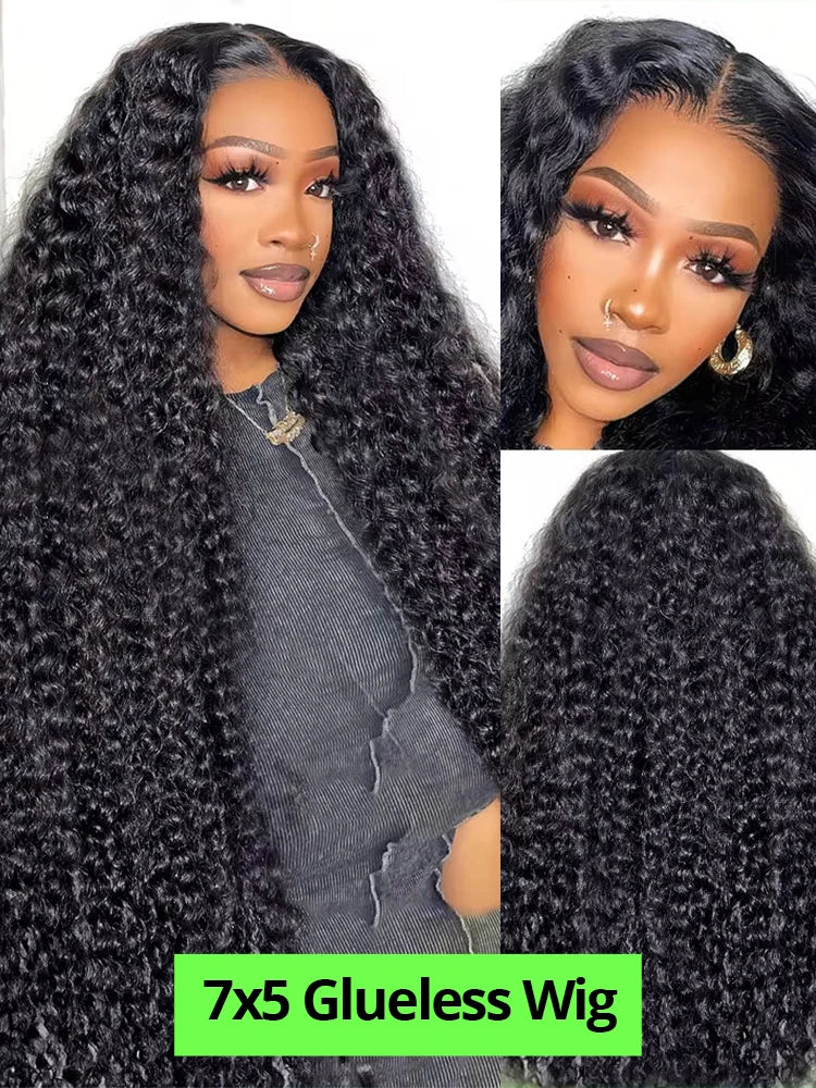 250% Curly WIgs 13x6 360 HD Full Lace Wigs Deep Water Wave Frontal Wigs 100% Raw Human Hair Wear and Go Glueless Wig on Sale