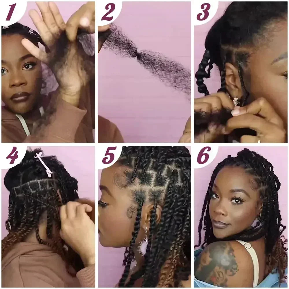 LD Afro Kinky Curly Bulk Human Hair For Braiding Dreadlock Extensions 50g No Weft Natural Black Color Bulk For Loc Mini Twist