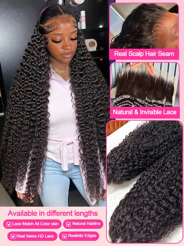 100% Human Hair Curly Wigs On Sale 13x6 360 HD Lace Frontal Wigs 40inches Loose Deep Wave Frontal Wigs Glueless Wig Wear to Go