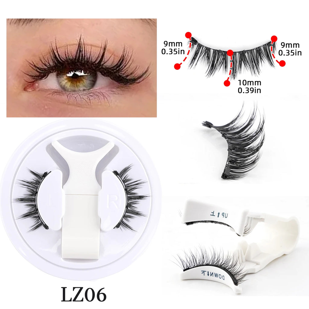 New Reusable Magnetic Eyelashes Handmade Natural False Eyelashes and Magnetic Tweezers Set Fluffy Faux Mink Lashes Makeup Tool
