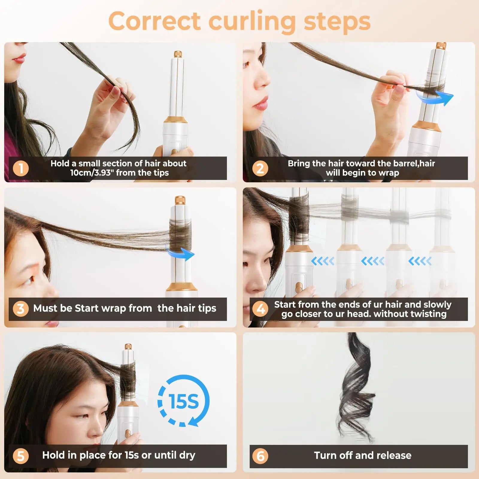 5 in 1 Blow Dryer Brush, Curling Wand Hair Air Styling Tools Set, Ionic Hair Dryer with Massage Hot Air Brush