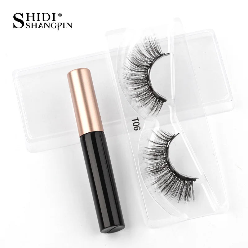 SHIDISHANGPIN 1/3/5/10 Pairs Magnetic Eyelashes Eyeliner 5 Magnet Natural Long False Lashes Set Magnetic Eyeliner Tweezer Makeup