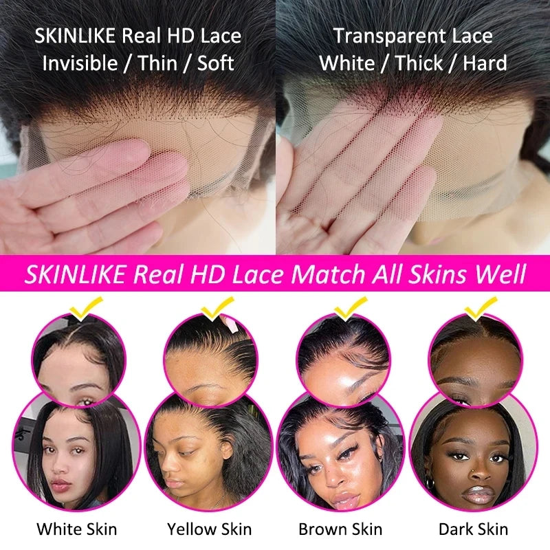 Invisible Melt Skins 7X7 HD Lace Closure Wigs 4B 4C Afro Kinky Curly Wig 13x6 HD Lace Frontal Wigs Human Hair Brazilian Remy