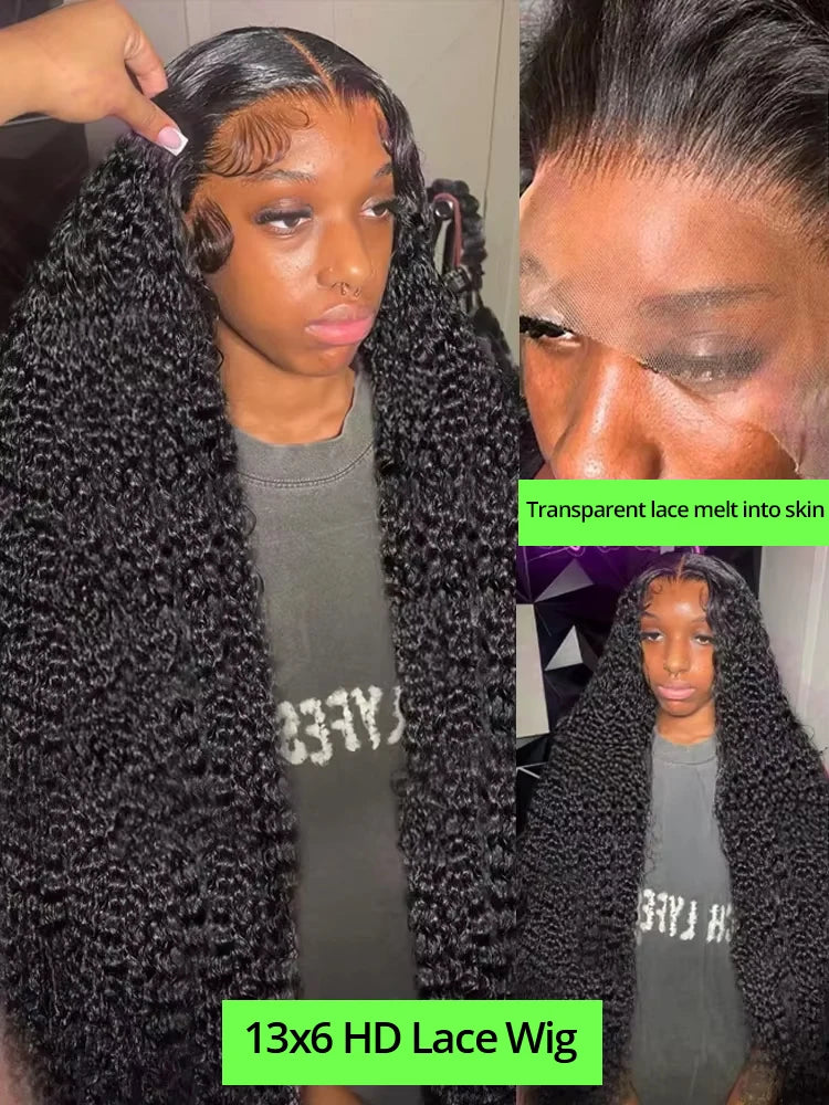 250% Curly WIgs 13x6 360 HD Full Lace Wigs Deep Water Wave Frontal Wigs 100% Raw Human Hair Wear and Go Glueless Wig on Sale