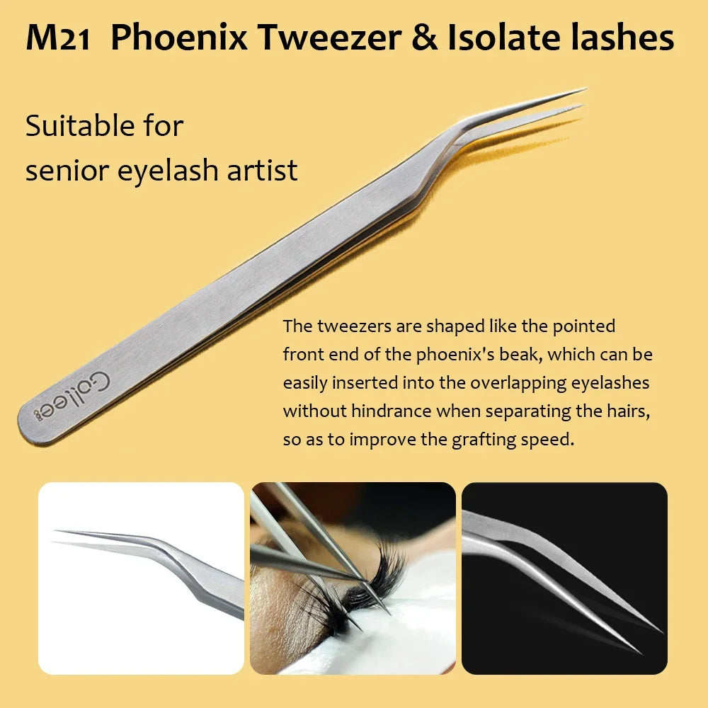 Gollee New Professional Custom Logo Set Stainless Steel False Tools Accessories Lash Extension Tweezers/Eyelash Tweezers