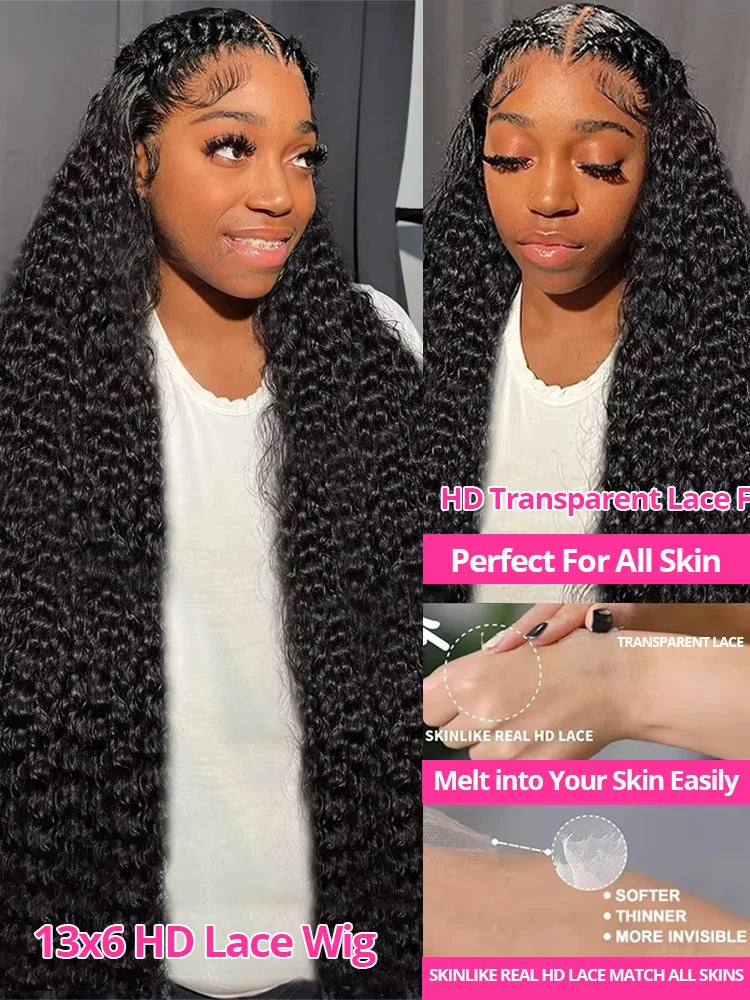 100% Human Hair Curly Wigs On Sale 13x6 360 HD Lace Frontal Wigs 40inches Loose Deep Wave Frontal Wigs Glueless Wig Wear to Go