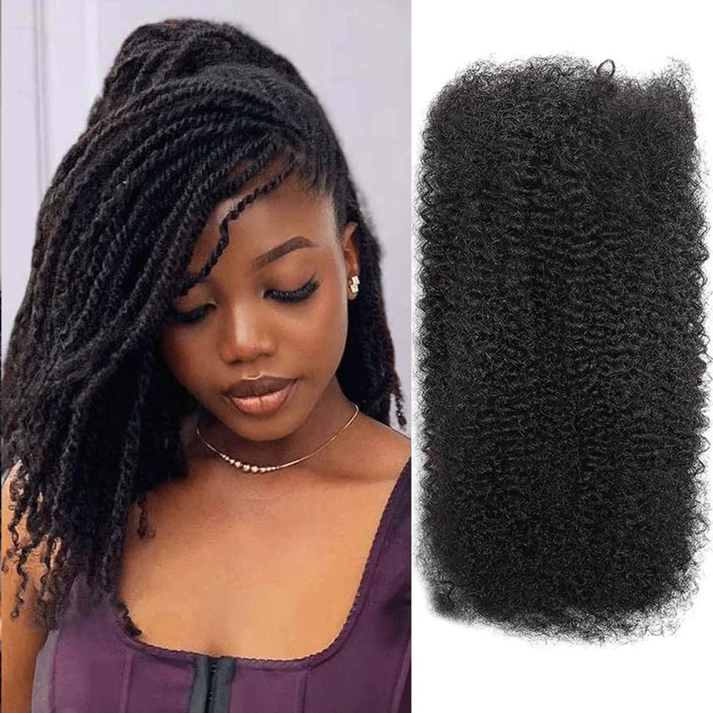 LD Afro Kinky Curly Bulk Human Hair For Braiding Dreadlock Extensions 50g No Weft Natural Black Color Bulk For Loc Mini Twist