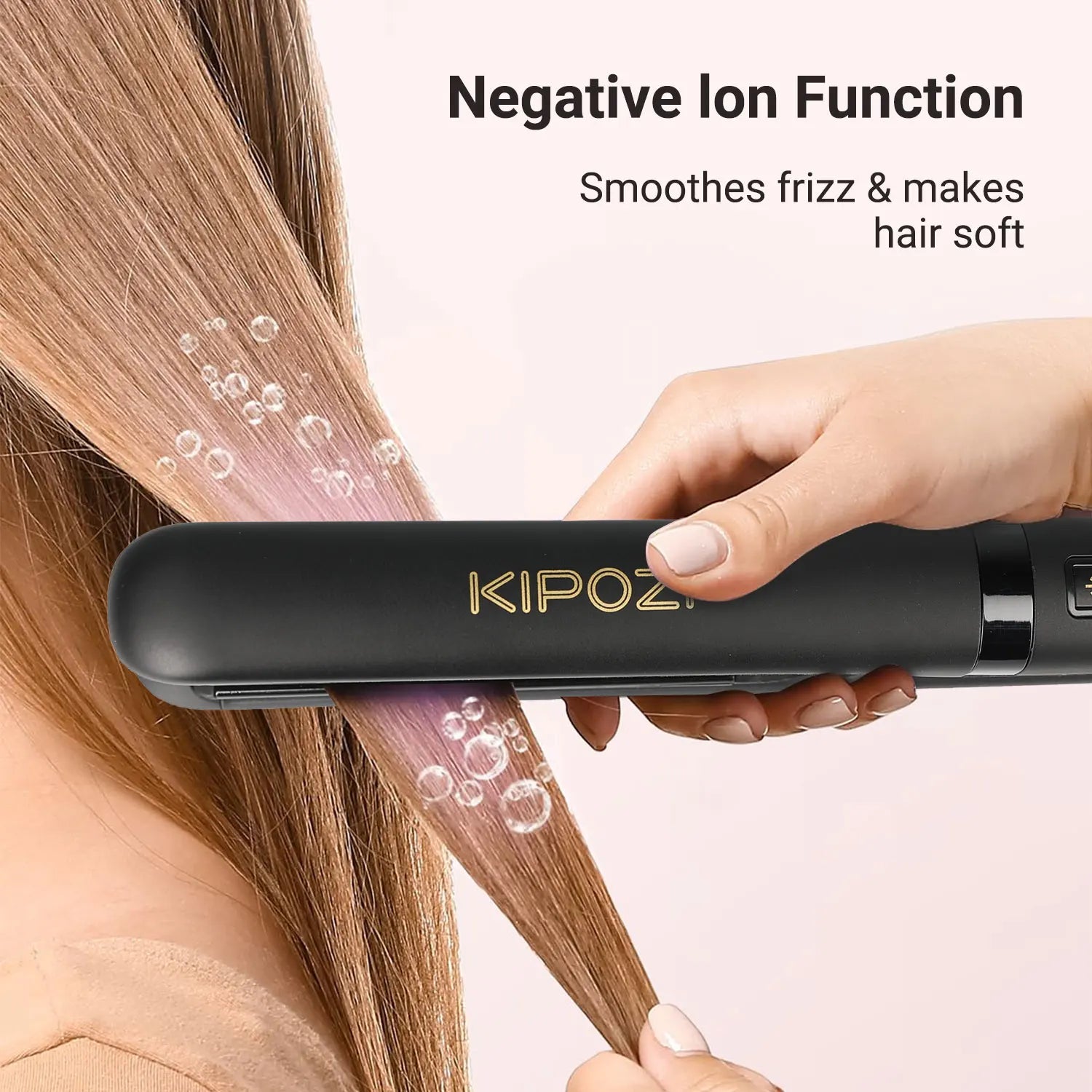 KIPOZI Professional Titanium Flat Iron Hair Straightener with Digital LCD Display Dual Voltage Instant Heating Smoothes frizz
