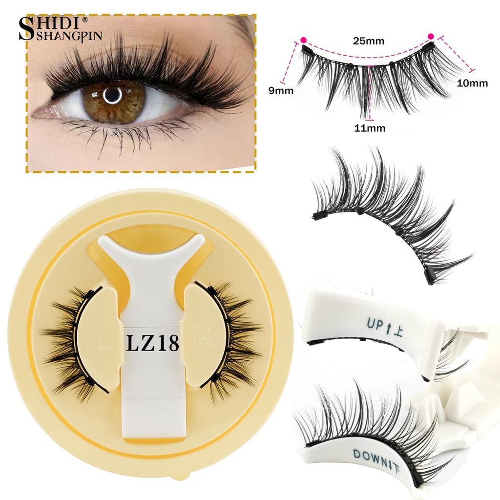New Reusable Magnetic Eyelashes Handmade Natural False Eyelashes and Magnetic Tweezers Set Fluffy Faux Mink Lashes Makeup Tool