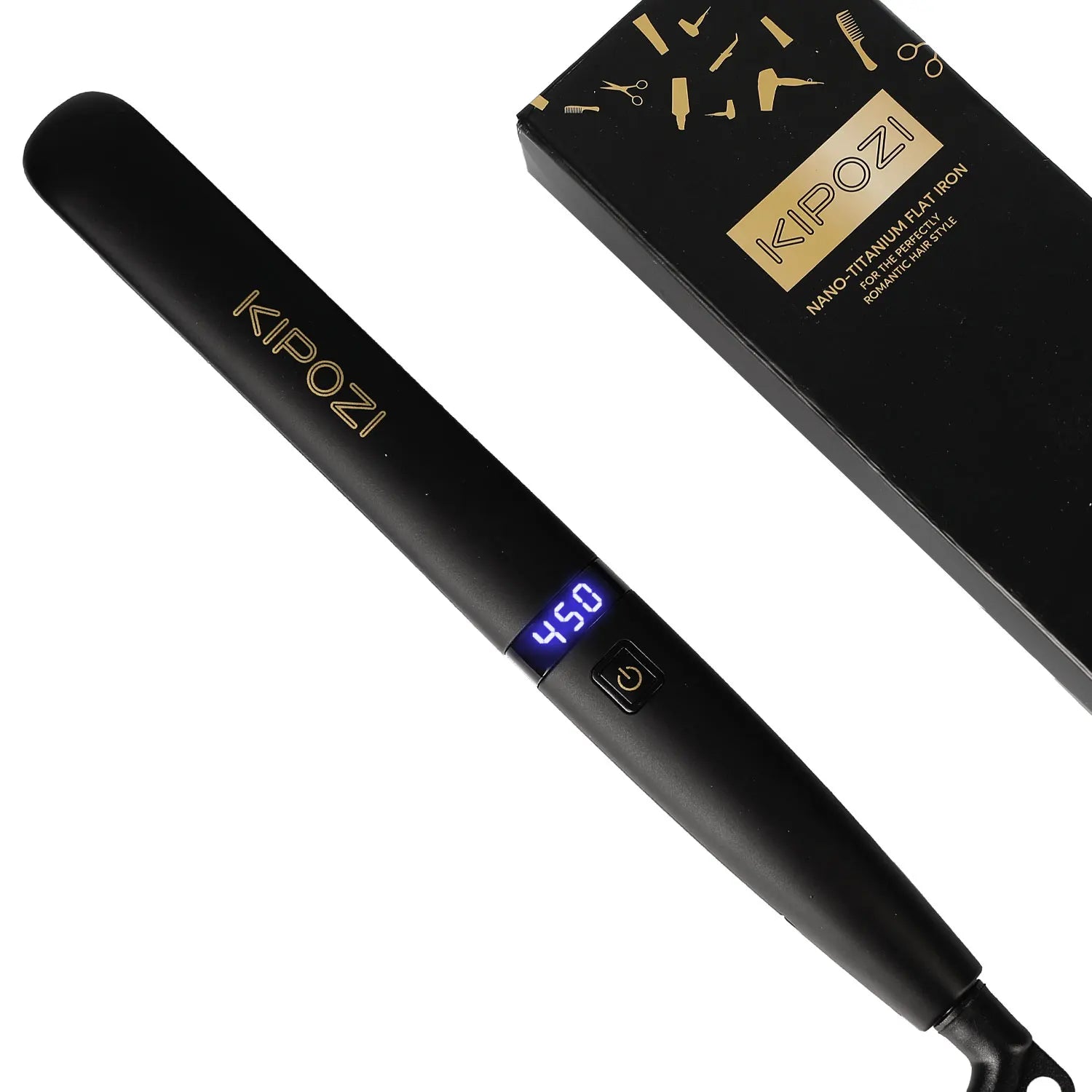 KIPOZI Professional Titanium Flat Iron Hair Straightener with Digital LCD Display Dual Voltage Instant Heating Smoothes frizz