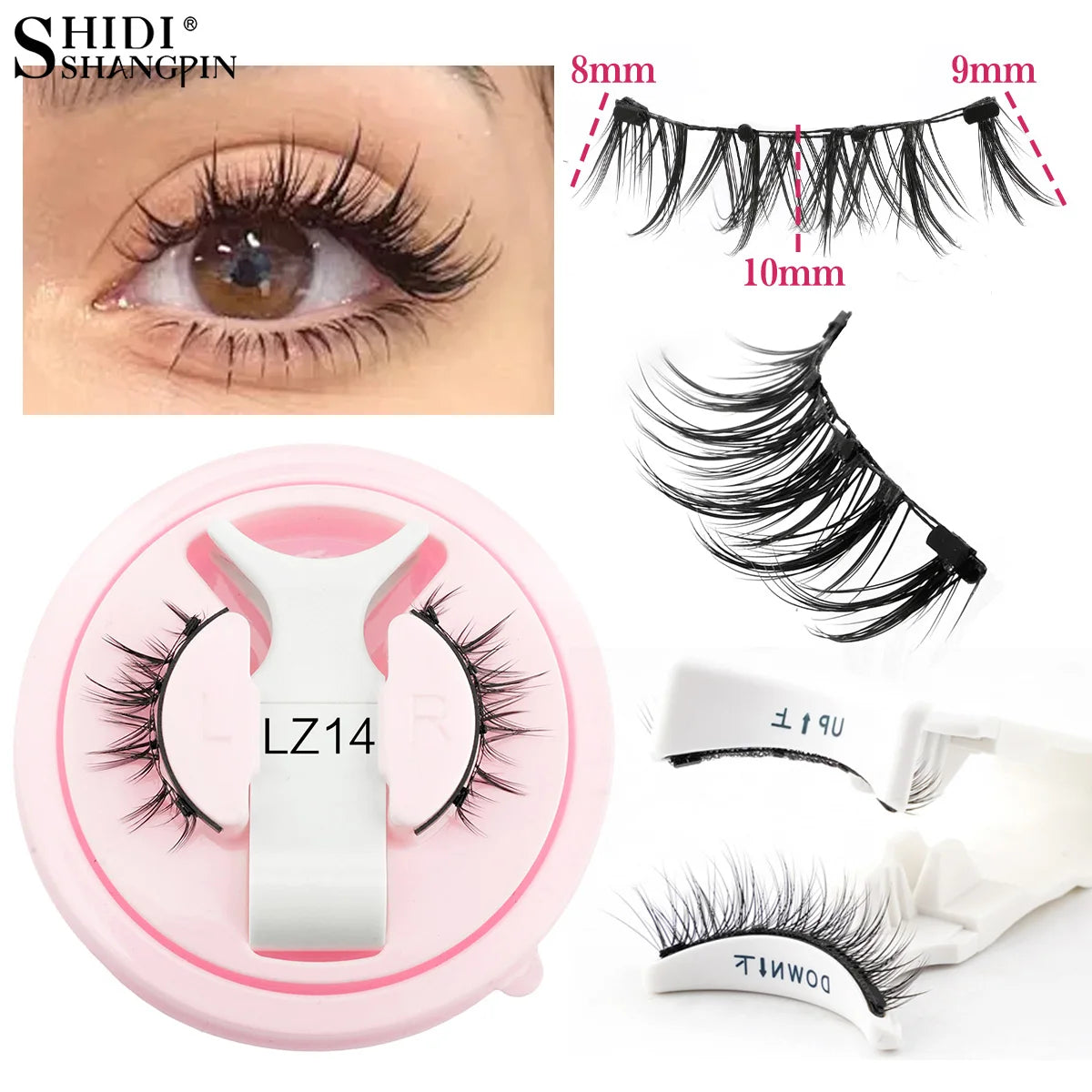New Reusable Magnetic Eyelashes Handmade Natural False Eyelashes and Magnetic Tweezers Set Fluffy Faux Mink Lashes Makeup Tool