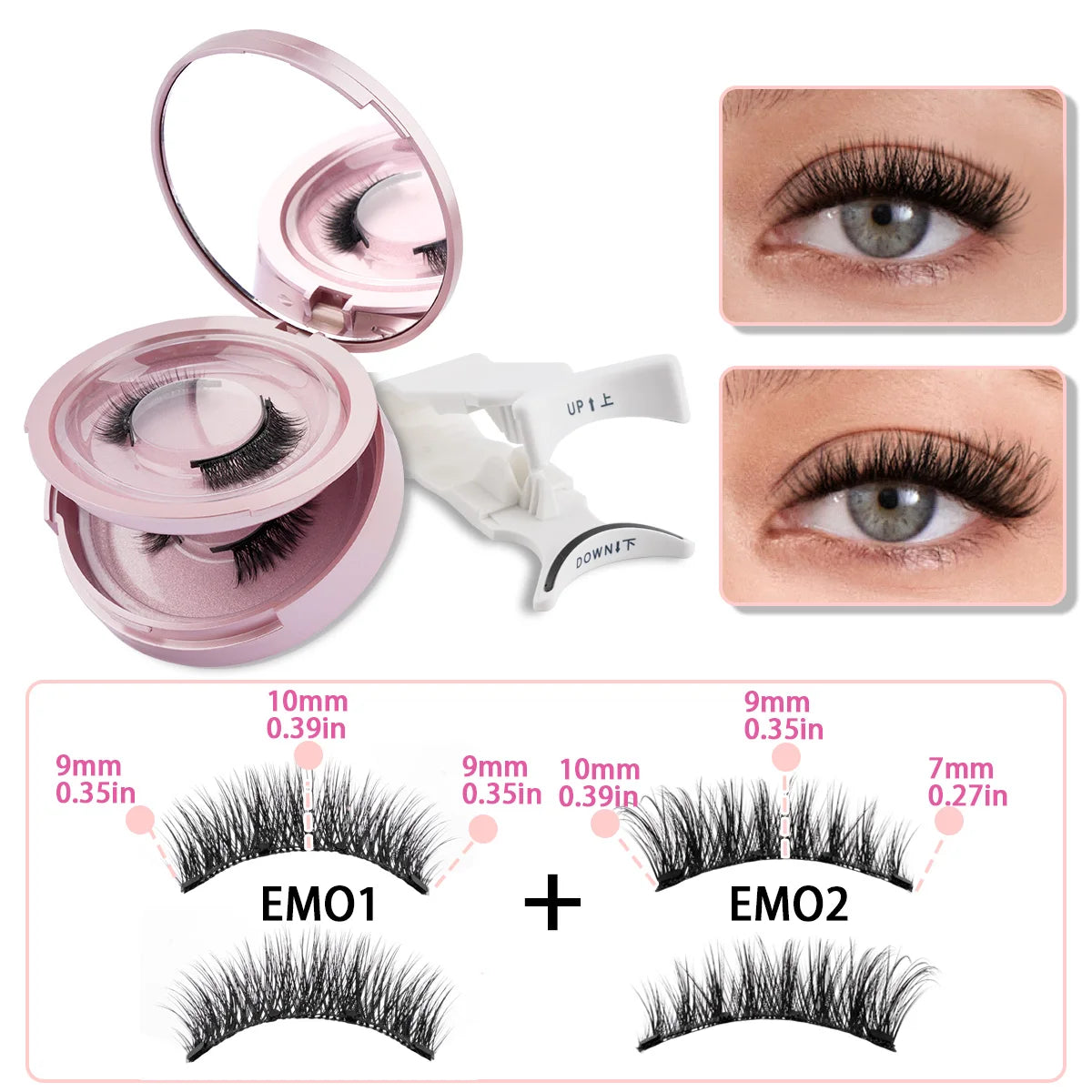 Magnetic Eyelashes 2 Pairs Magnetic False Eyelashes Kit with Tweezers Reusable Soft Faux Cils Fluffy Fake Mink Lashes Makeup Set
