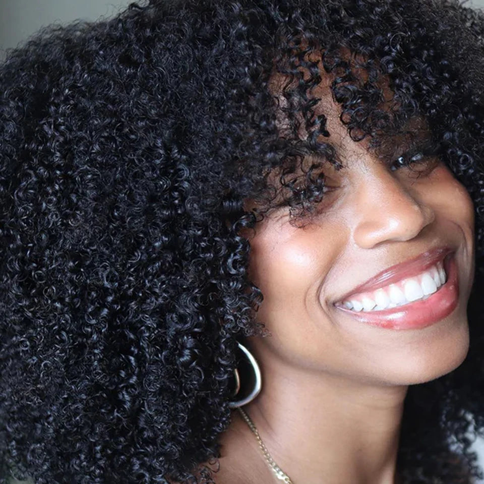 ISEE Hair Half Wigs 250 density Afro Curly Half Wigs Human Hair Upgrade 3 IN 1 Half Wig With Drawstring