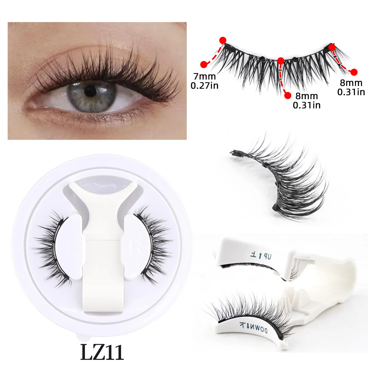 New Reusable Magnetic Eyelashes Handmade Natural False Eyelashes and Magnetic Tweezers Set Fluffy Faux Mink Lashes Makeup Tool