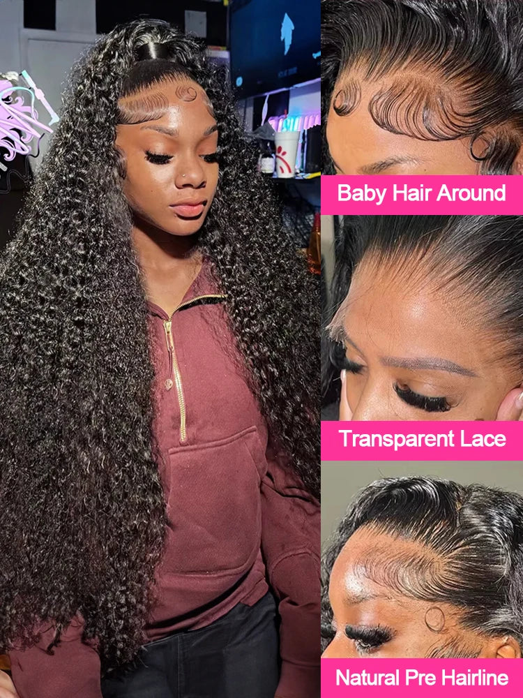 40 46Inch Water Wave Curly Lace Front Wigs 13x4 13x6 HD Deep Wave Lace Frontal Wig 360 HD Full Human Hair Wigs For Women 300%