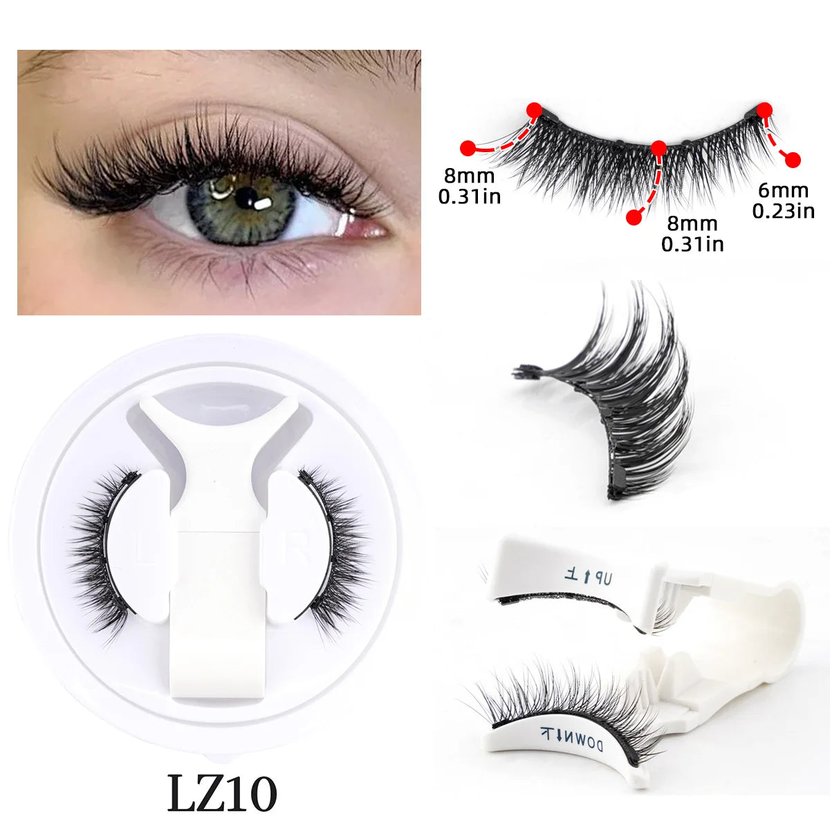 New Reusable Magnetic Eyelashes Handmade Natural False Eyelashes and Magnetic Tweezers Set Fluffy Faux Mink Lashes Makeup Tool