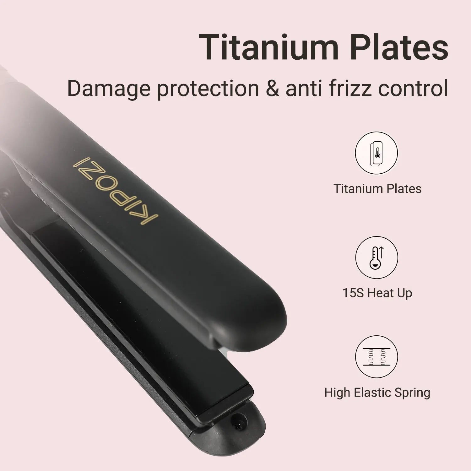 KIPOZI Professional Titanium Flat Iron Hair Straightener with Digital LCD Display Dual Voltage Instant Heating Smoothes frizz