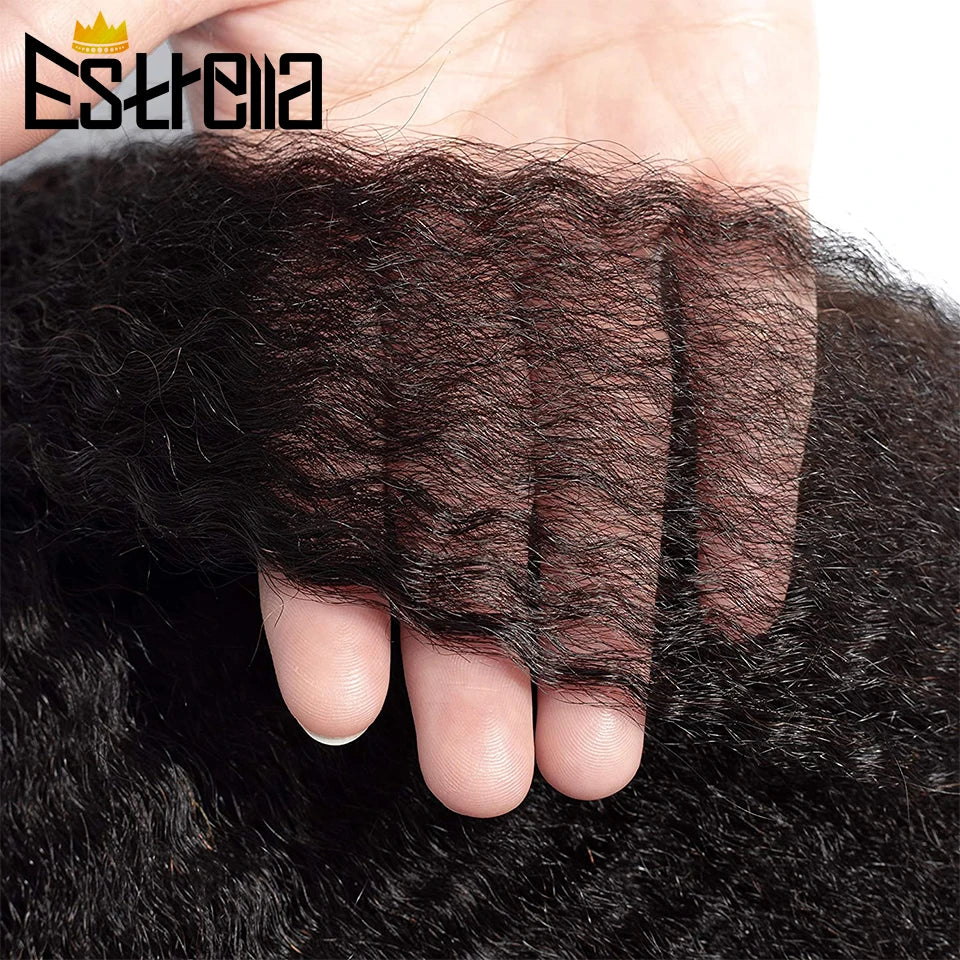 Kinky Straight Human Hair Bundles Brazilian Hair Weave Bundles Remy Hair Bundles Deals Natural Color Yaki Human Hair Extension