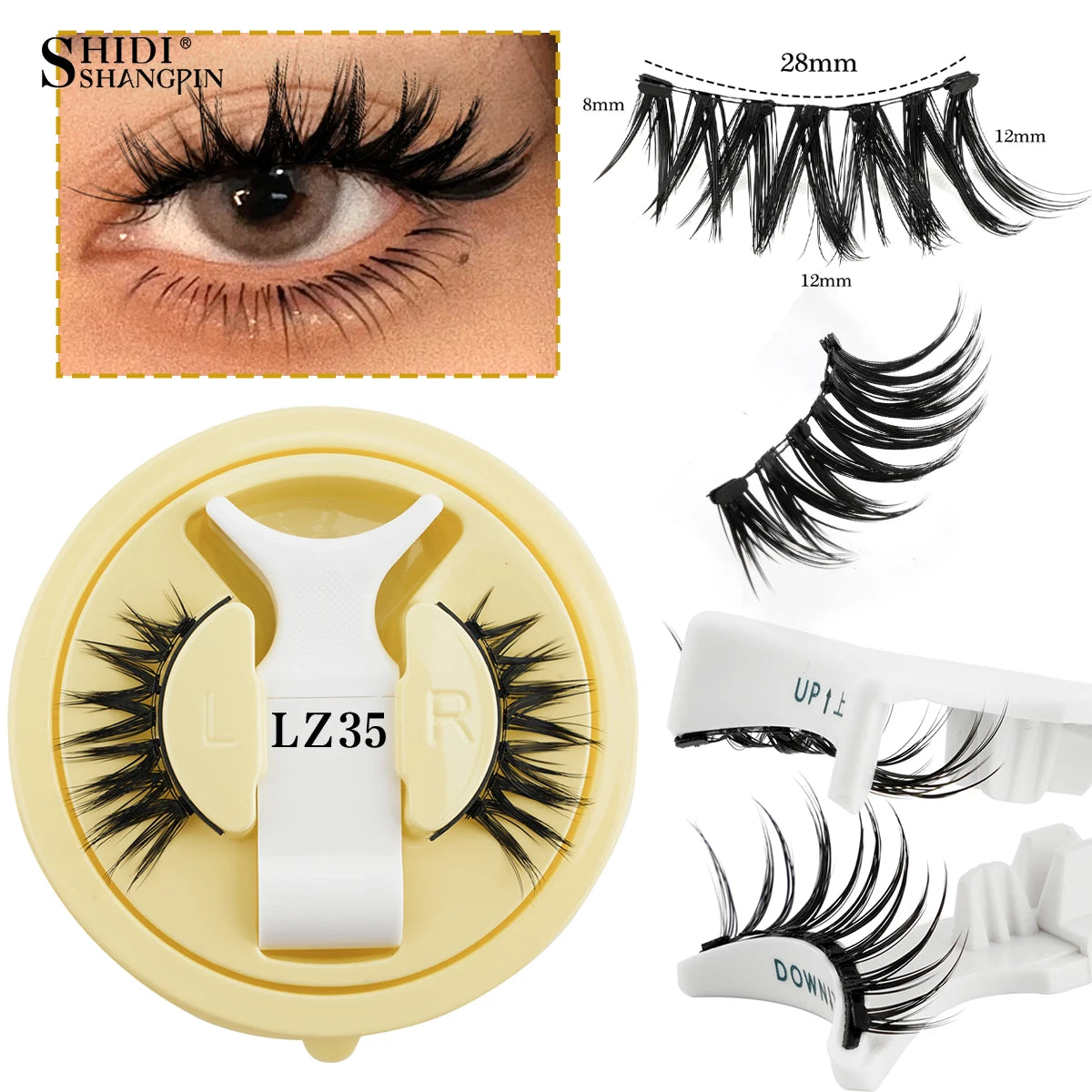 New Reusable Magnetic Eyelashes Handmade Natural False Eyelashes and Magnetic Tweezers Set Fluffy Faux Mink Lashes Makeup Tool