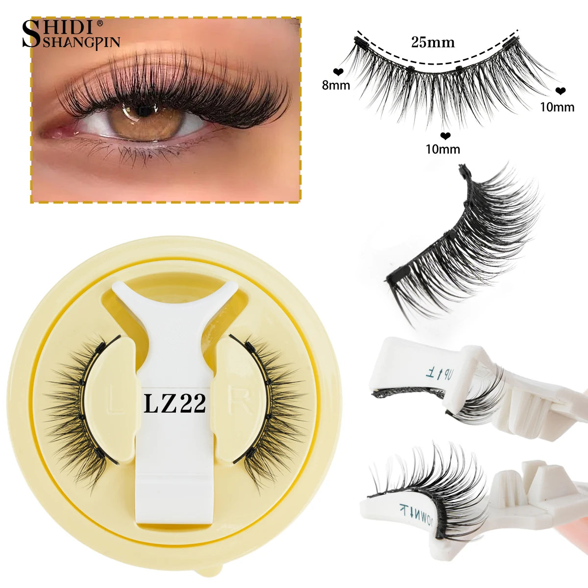 New Reusable Magnetic Eyelashes Handmade Natural False Eyelashes and Magnetic Tweezers Set Fluffy Faux Mink Lashes Makeup Tool