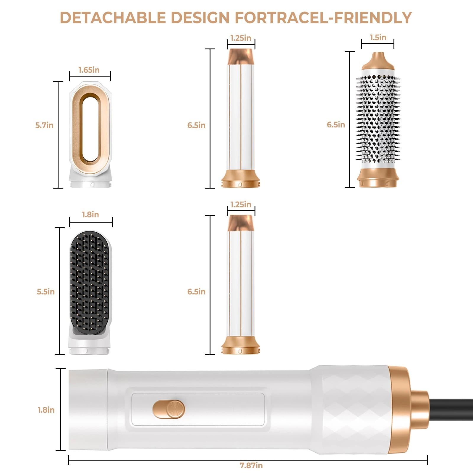 5 in 1 Blow Dryer Brush, Curling Wand Hair Air Styling Tools Set, Ionic Hair Dryer with Massage Hot Air Brush
