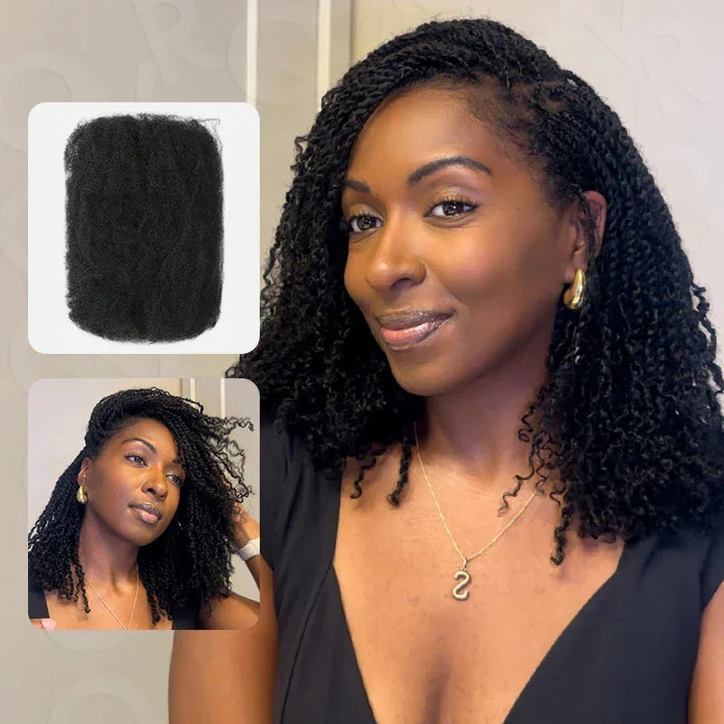 LD Afro Kinky Curly Bulk Human Hair For Braiding Dreadlock Extensions 50g No Weft Natural Black Color Bulk For Loc Mini Twist