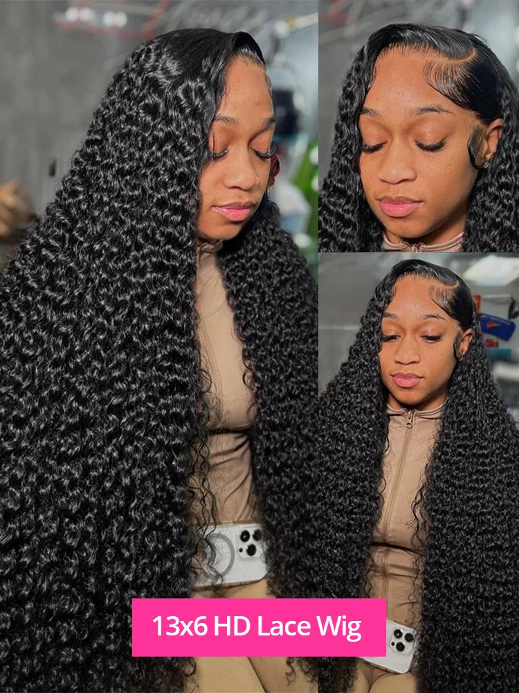 40 46Inch Water Wave Curly Lace Front Wigs 13x4 13x6 HD Deep Wave Lace Frontal Wig 360 HD Full Human Hair Wigs For Women 300%