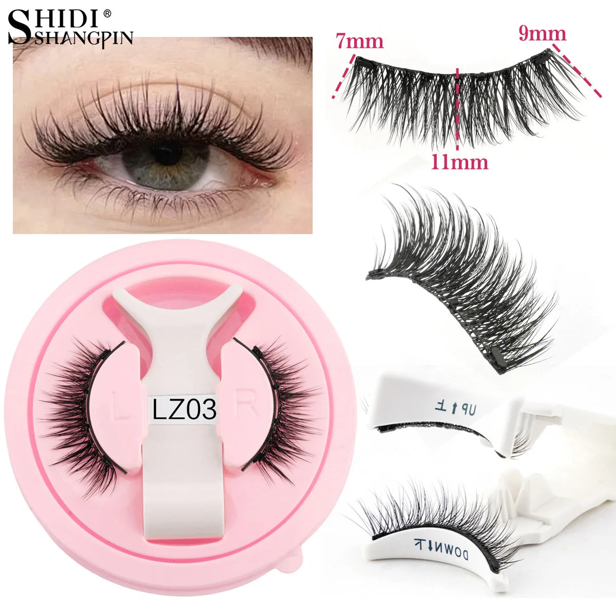 New Reusable Magnetic Eyelashes Handmade Natural False Eyelashes and Magnetic Tweezers Set Fluffy Faux Mink Lashes Makeup Tool