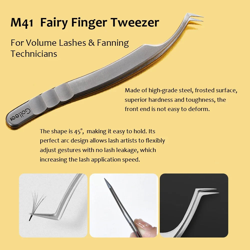 Gollee New Professional Custom Logo Set Stainless Steel False Tools Accessories Lash Extension Tweezers/Eyelash Tweezers